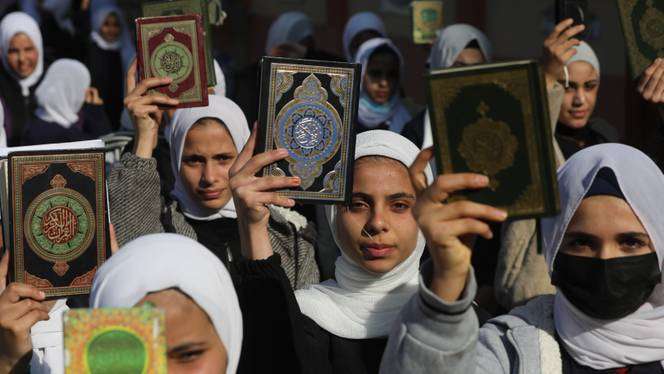 People stage a protest against the burning of the Quran in Sweden in front of Swedish Embassy in Khan Younis, Gaza on January 24, 2023./ Photo: AA Archive