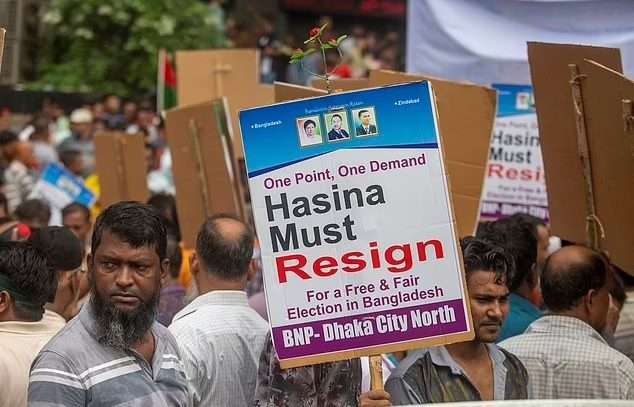 Angry protesters have taken to the streets over recent months demanding that Hasina resign